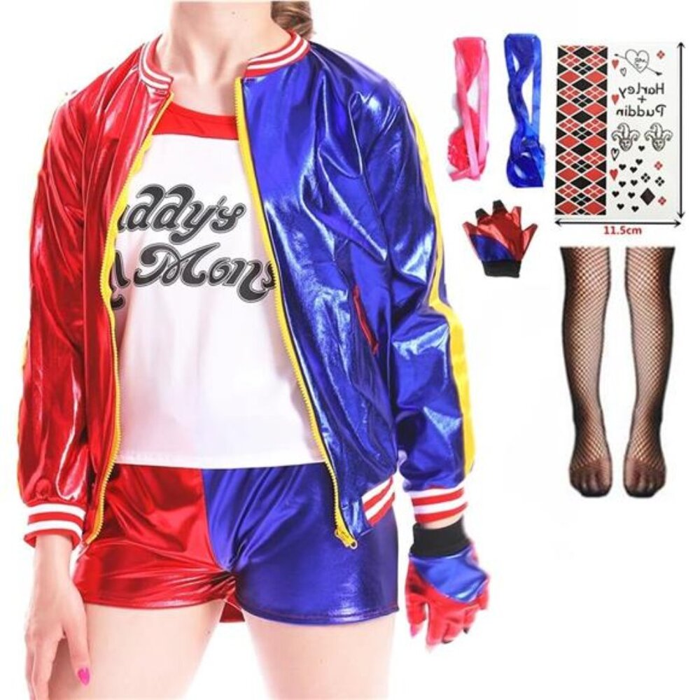 Girls Cosplay Costume Kids Halloween Costume Outfit Set with Tshirt Jacket Short